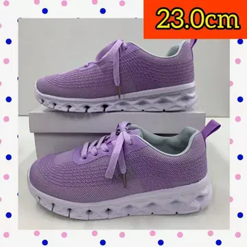 23.0cm 새상품 여성 신발 초경량 와이드 스포티 스니커즈 보라색