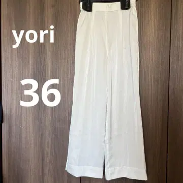 yori 새틴 센터 프레스 와이드 팬츠 36