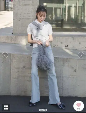 snidel Sustainable 스트레치 플레어 데님 팬츠 LBLU