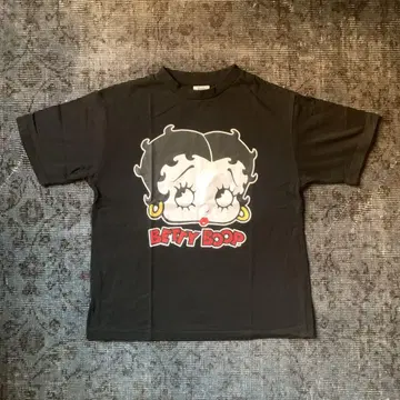 인기 Betty Boop 베티 티셔츠 블랙 프린트 레트로 구제 의류