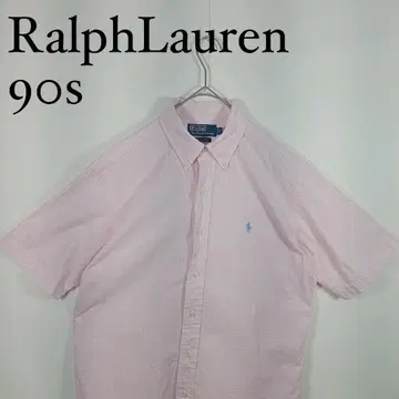 Ralph Lauren 90s 핑크 스트라이프 버튼 다운 셔츠 M