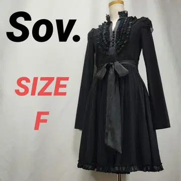 Sov. 소브 원피스 드레스 프릴 리본 블랙