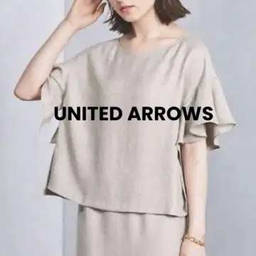 유나이티드 애로우즈 반팔 블라우스 베이지 사이즈 36