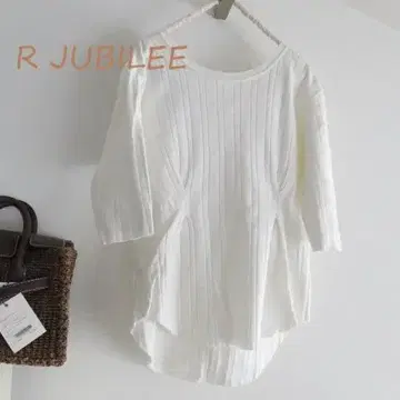 R JUBILEE R 쥬빌리 리브 티셔츠 화이트