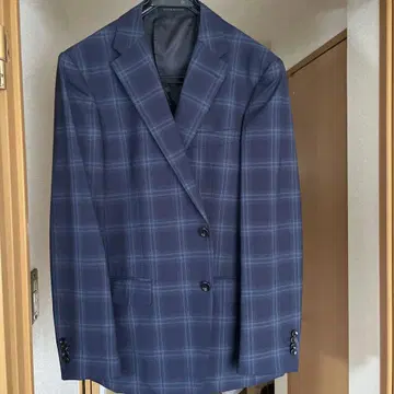 네이비 계열 체크 비즈니스 정장 세트