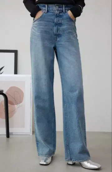 AZUL DENIM/하이 웨스트 와이드 데님 S