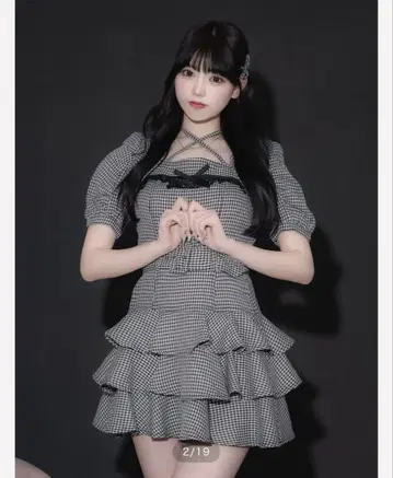 pium 티어드 프릴 미니 원피스 깅엄