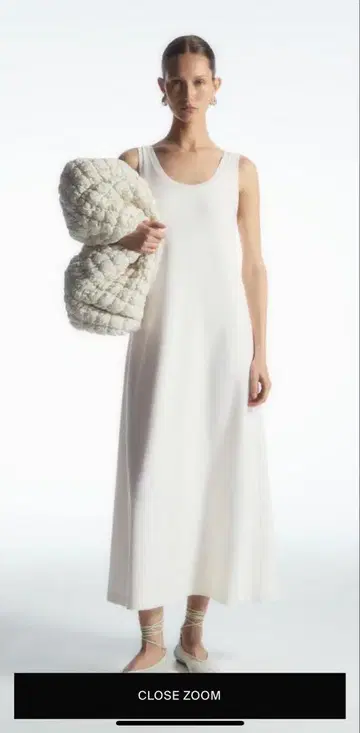 코스 스쿱 넥 저지 미디 원피스 화이트