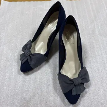 리본 포함 네이비 힐 6cm