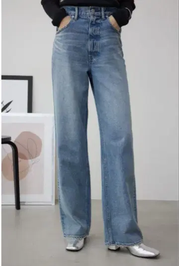 AZUL DENIM/하이웨스트 와이드 데님 M