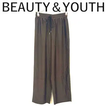 BEAUTY&YOUTH 캐주얼 팬츠 허리밴딩 광택 얇은 소재 브라운