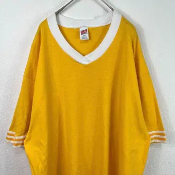 USA제 90s 소페 풋볼 티셔츠 노랑 링거 넥