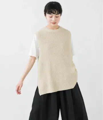 카구레 린넨 코튼 니트 베스트