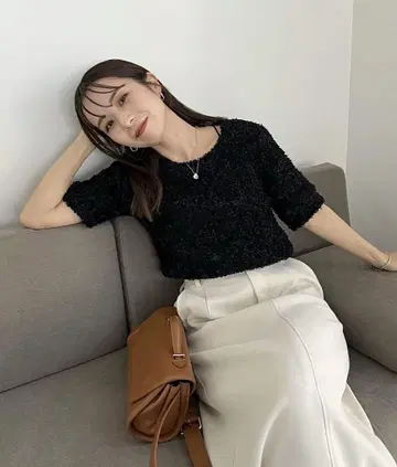 CAPRICIEUX LE'MAGE 리본 얀 하프 슬리브 풀오버