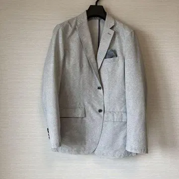 인터메조 주름 가공 썸머 자켓 L 그레이 포켓 치프 사양
