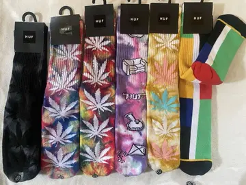 인기 있는 HUF의 롱 삭스 6켤레 세트 새상품 유니섹스, 24-26cm