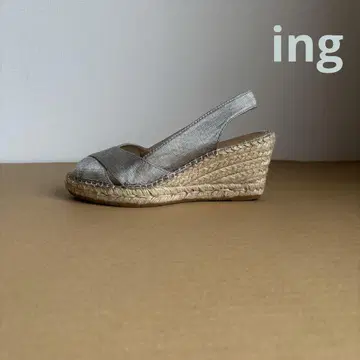 ing 실버 린넨 웨지솔 샌들