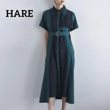 HARE 플라시 플리츠 절개 원피스