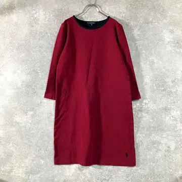 RALPH LAUREN 티셔츠 보르도 7부 소매 U넥 롱 기장