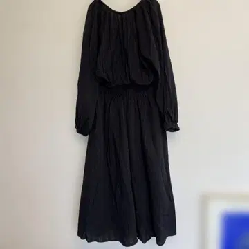 블랙 오프숄더 긴팔 롱 원피스 레이스 원단 M 색상 1번 사진