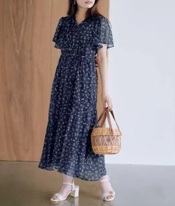 코히나 꽃무늬 네이비 원피스 XS