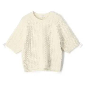 MACPHEE 하이브리드 코튼 케이블 하프 슬리브 풀오버 화이트