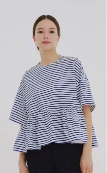 Yori yori 보더 헤 프릴 티셔츠 반팔