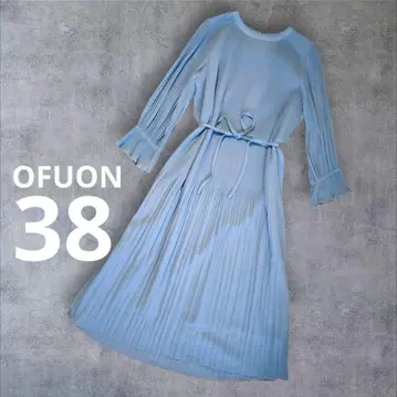 OFUON 짙은 블루 플리츠 원피스