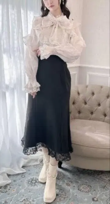 couturebyROJITA 꽃무늬 도킹 긴팔 원피스 양산형