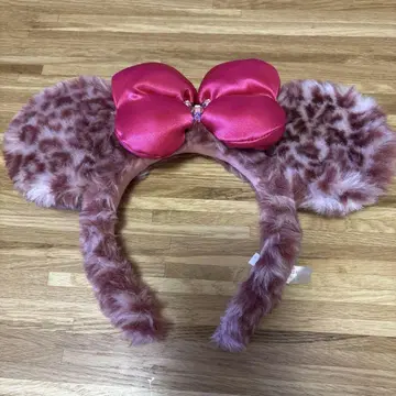 디즈니 머리띠 레오파드 무늬 미니 핑크