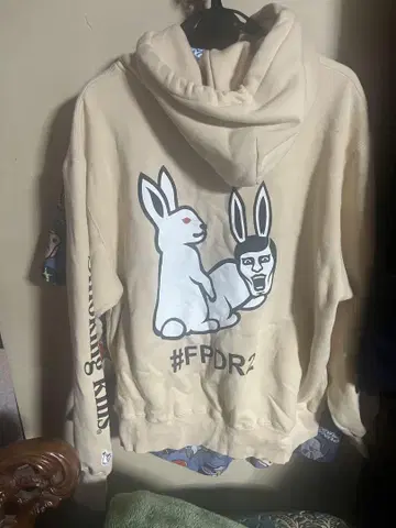 초레어 FR2 펑크 드렁커스 한정판 콜라보 후드티 L 베이지