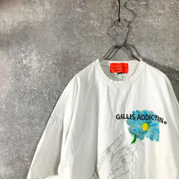 GALLIS ADDICTION 티셔츠 오버 사이즈 자수 어깨 드롭 꽃무늬