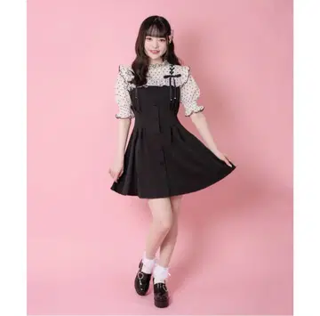 ROJITA 하트 도트 레이스업 반팔 원피스