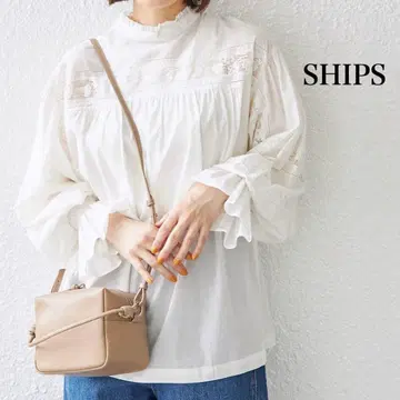 SHIPS 화이트 긴팔 셔츠 블라우스 레이스