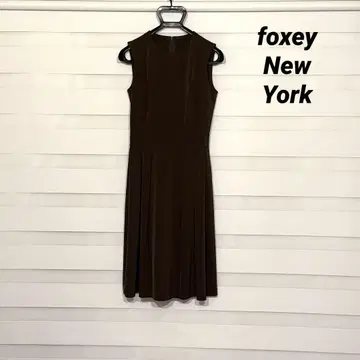 foxey/브라운 슬리브리스 플레어 원피스/40