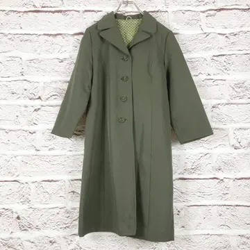 r163 올리브 그린 버튼이 달린 롱 코트