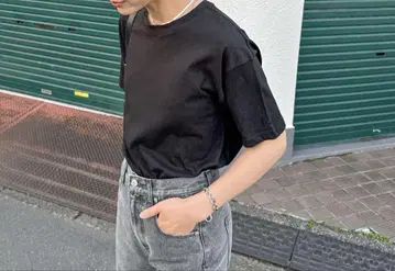 미사용 새상품 feepur 슬라브풍 로고 자수 시어 티 블랙