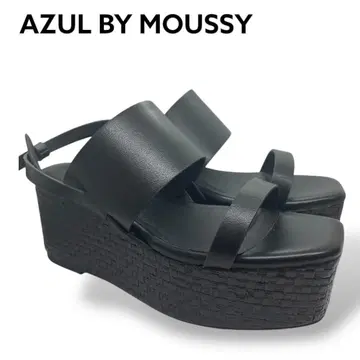 AZUL BY MOUSSY 블랙 웨지솔 샌들 마우지 통굽