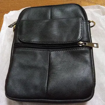 천연 가죽 숄더백 블랙