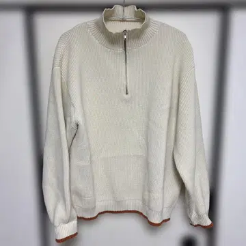 CPCM 아이보리 하프 지퍼 스웨터 L