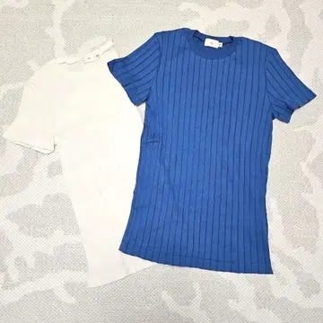 yori 리브 티셔츠 화이트&블루
