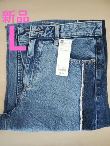 새상품 GU 2톤 배럴 레그 청바지 L 사이즈 블루 지유