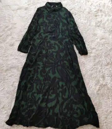 ZARA 자라 긴팔 롱 원피스 L 보타니컬 프론트 버튼