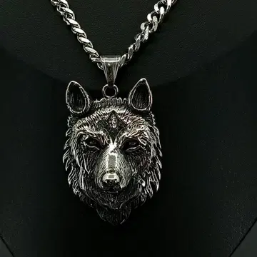 빈티지 실버 울프 늑대 목걸이 펜던트 폭스
