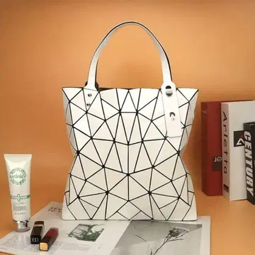 기하학 패턴 토트백 대용량 화이트