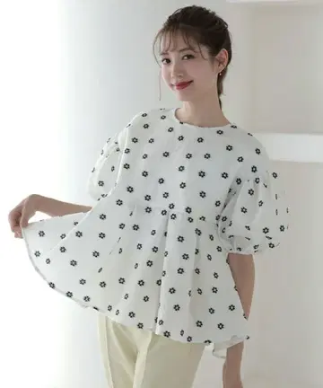 meraki 메라키 플라워 자수 블라우스 상의