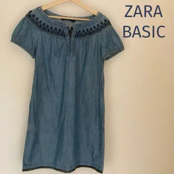 ZARA BASIC 자수 데님 원피스 코튼 S(M 상당)