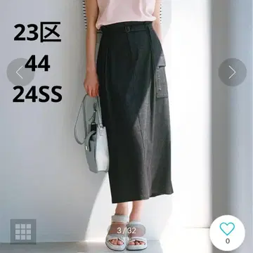 새상품급 23구 44 데님 라이크 샴브레이 I 라인 스커트 24SS