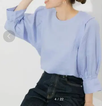 린넨 개더 턱 슬리브 블라우스