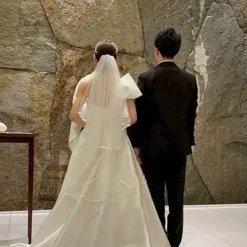 화이트 쉬폰 웨딩 베일